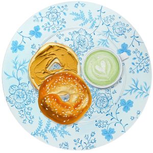 Bagel and Matcha Oil Painting