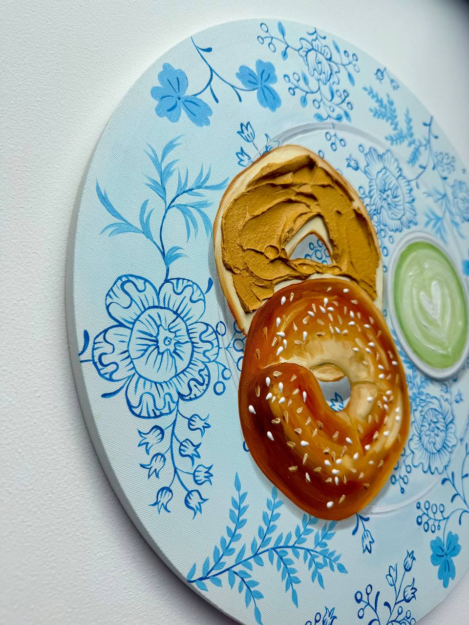 Bagel and Matcha Oil Painting - Image 5