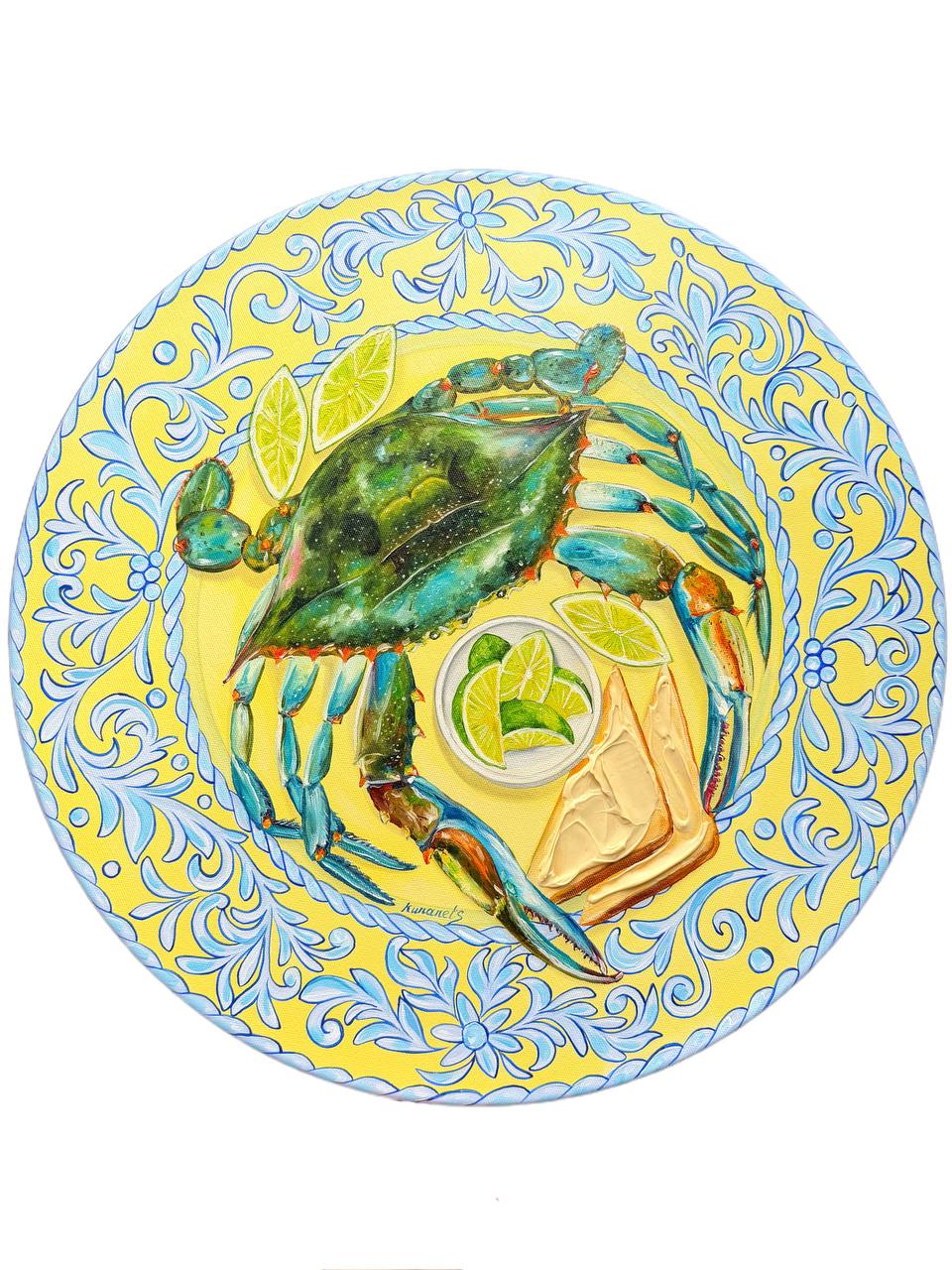 Blue Crab Oil Painting Impasto