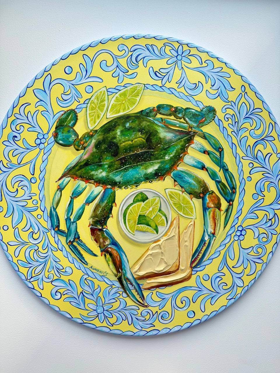 Blue Crab Oil Painting Impasto - Image 2