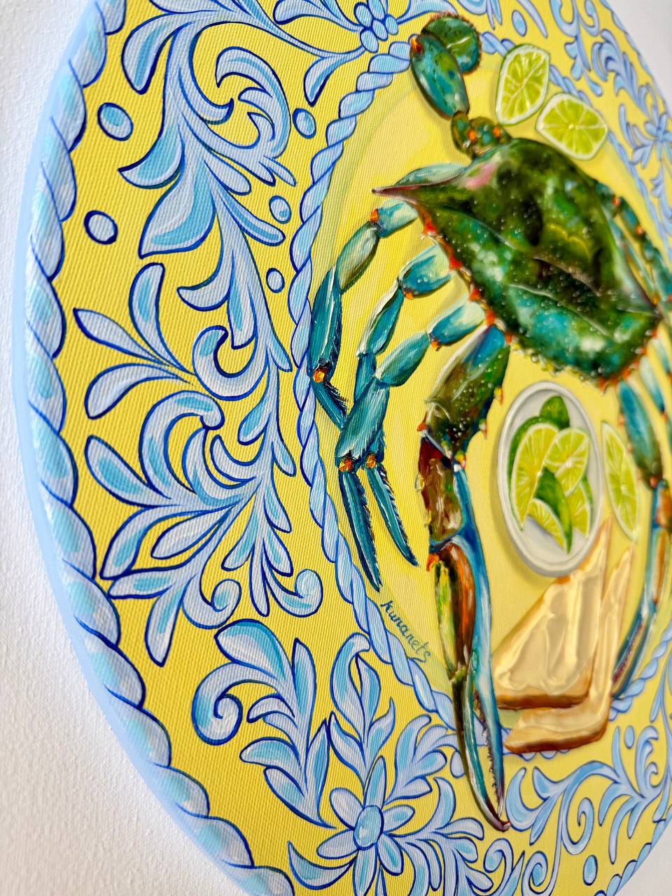 Blue Crab Oil Painting Impasto - Image 5