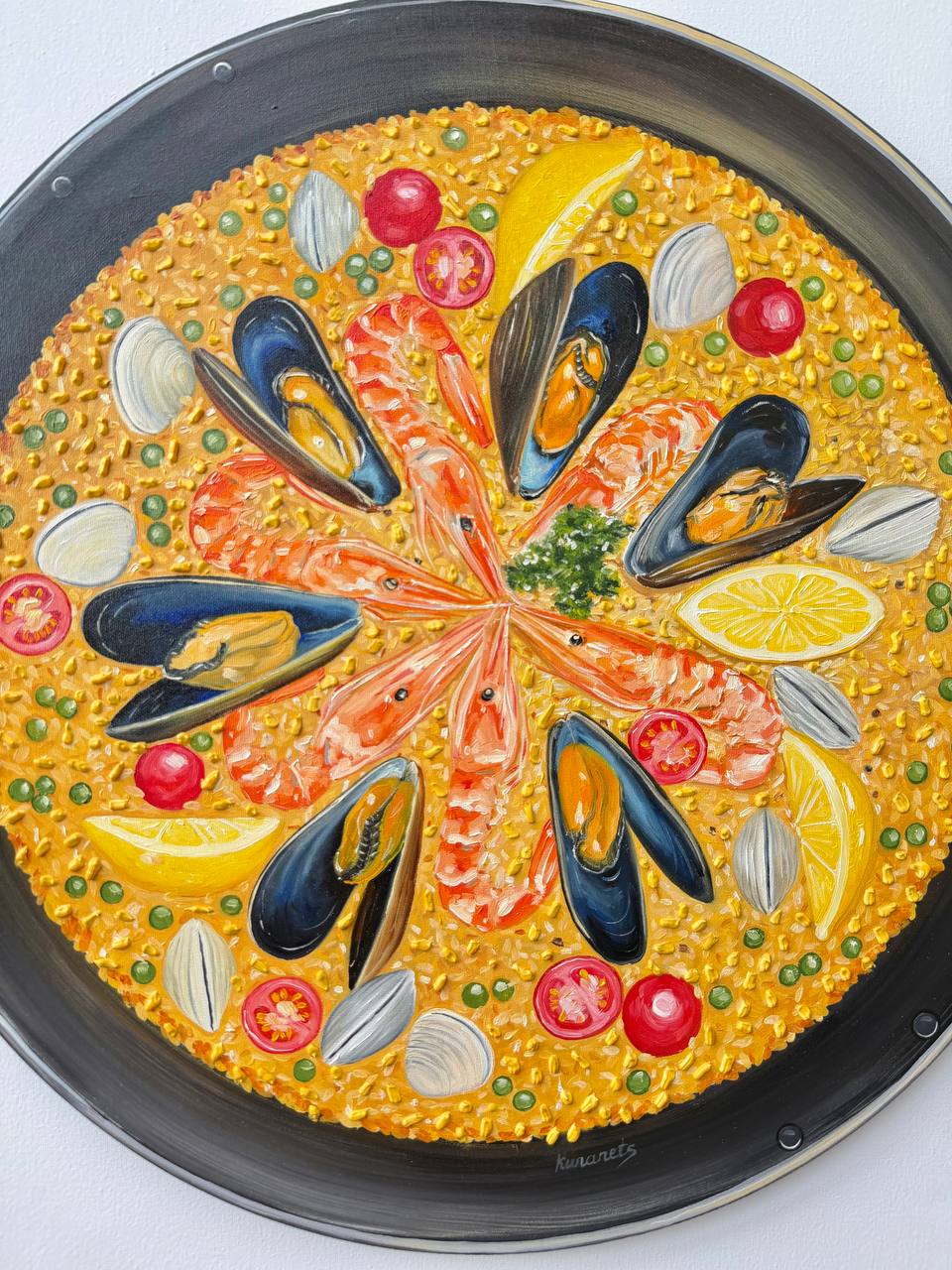 Seafood Spanish Paella Summer Painting - Image 3