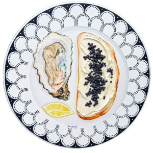Oyster With Black Caviar Toast
