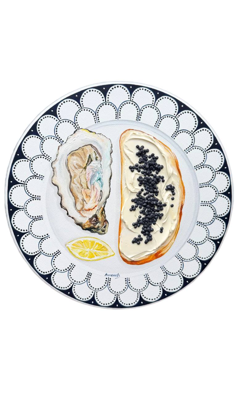 Oyster With Black Caviar Toast