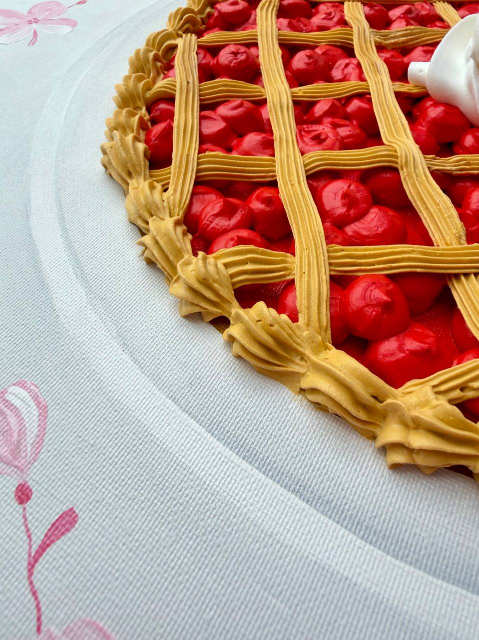 Cherry Pie Realistic Painting Round Canvas Impasto Art - Image 5