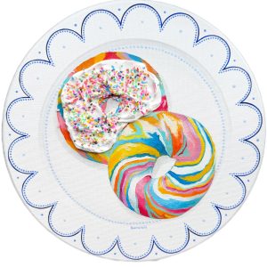 Realistic Fairy Bagel Painting on Round Canvas Plate