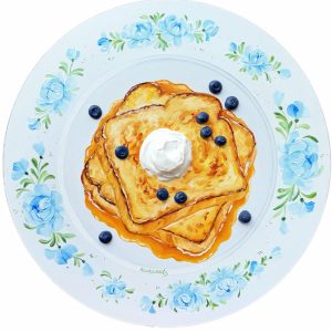 Textured impasto oil painting of French toast by Christina Kunanets