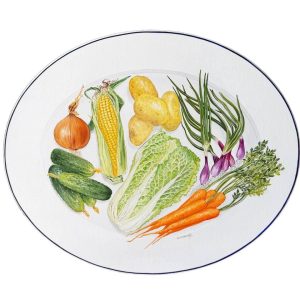 Textured impasto oil painting of fresh vegetables from the garden harvest by Christina Kunanets