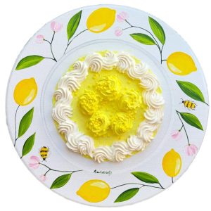 Textured impasto oil painting of a lemon tart by Christina Kunanets