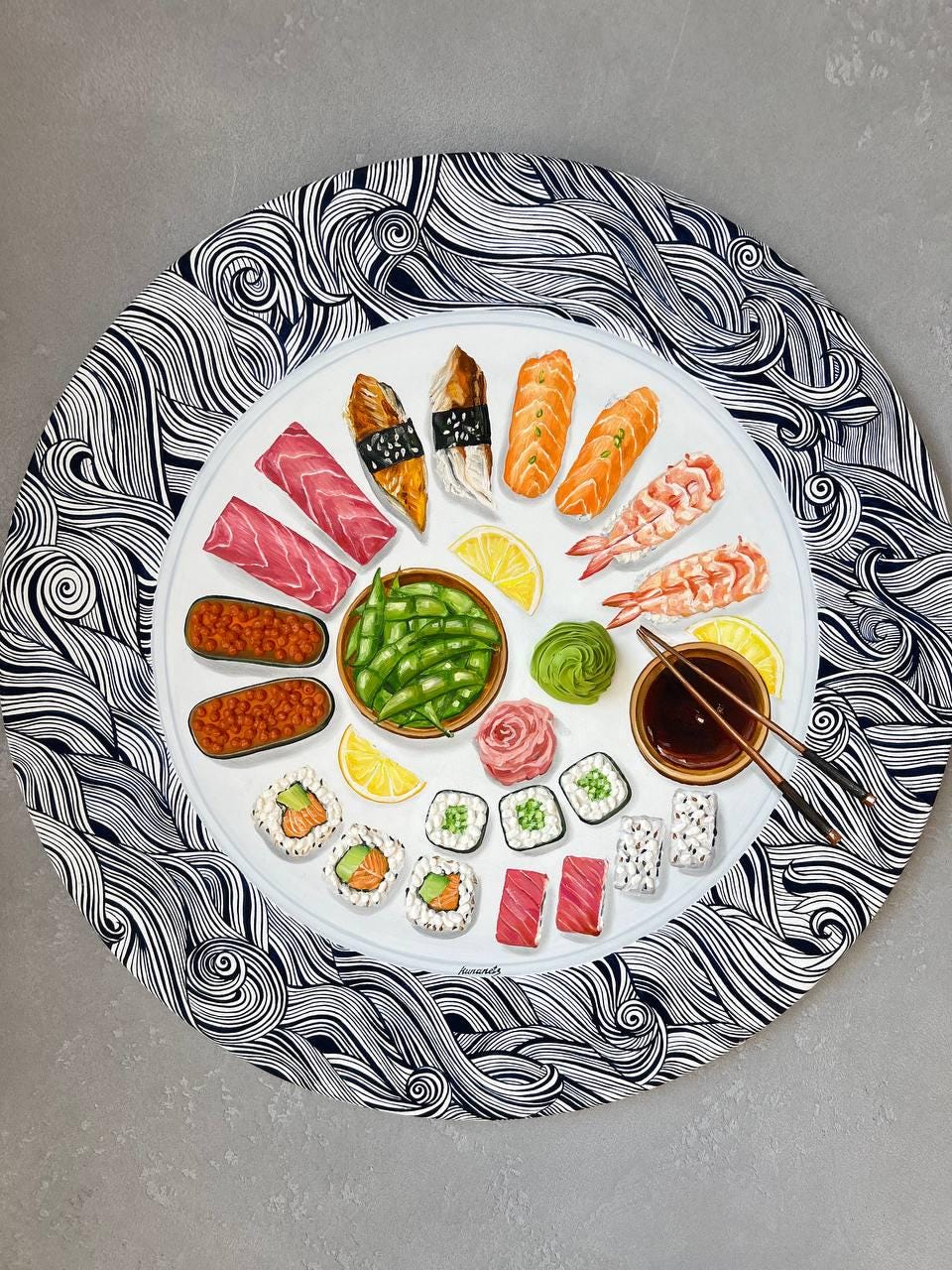 Sushi Japanese Food Art 3D food painting by Christina Kunanets, view 2