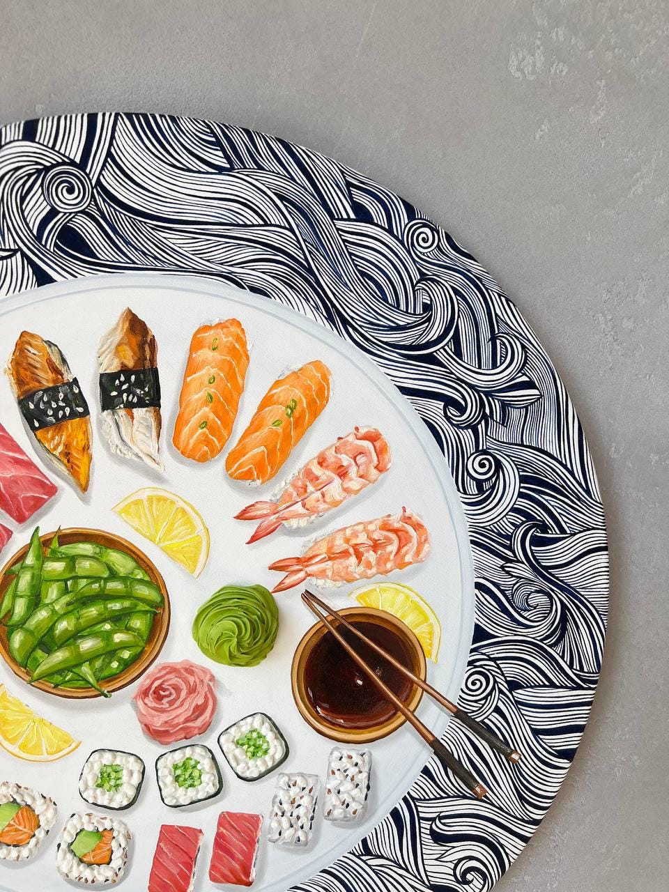 Sushi Japanese Food Art 3D food painting by Christina Kunanets, view 3